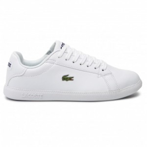 LACOSTE WOMENS LEATHER GRADUATE TRAINER WHITE